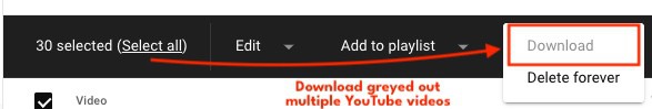 Youtube bulk download videos greyed out