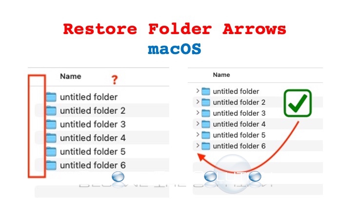 How to show folder arrows in list view – macOS