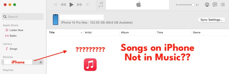 Why: iPhone Music not showing up in macOS Music app even though synced