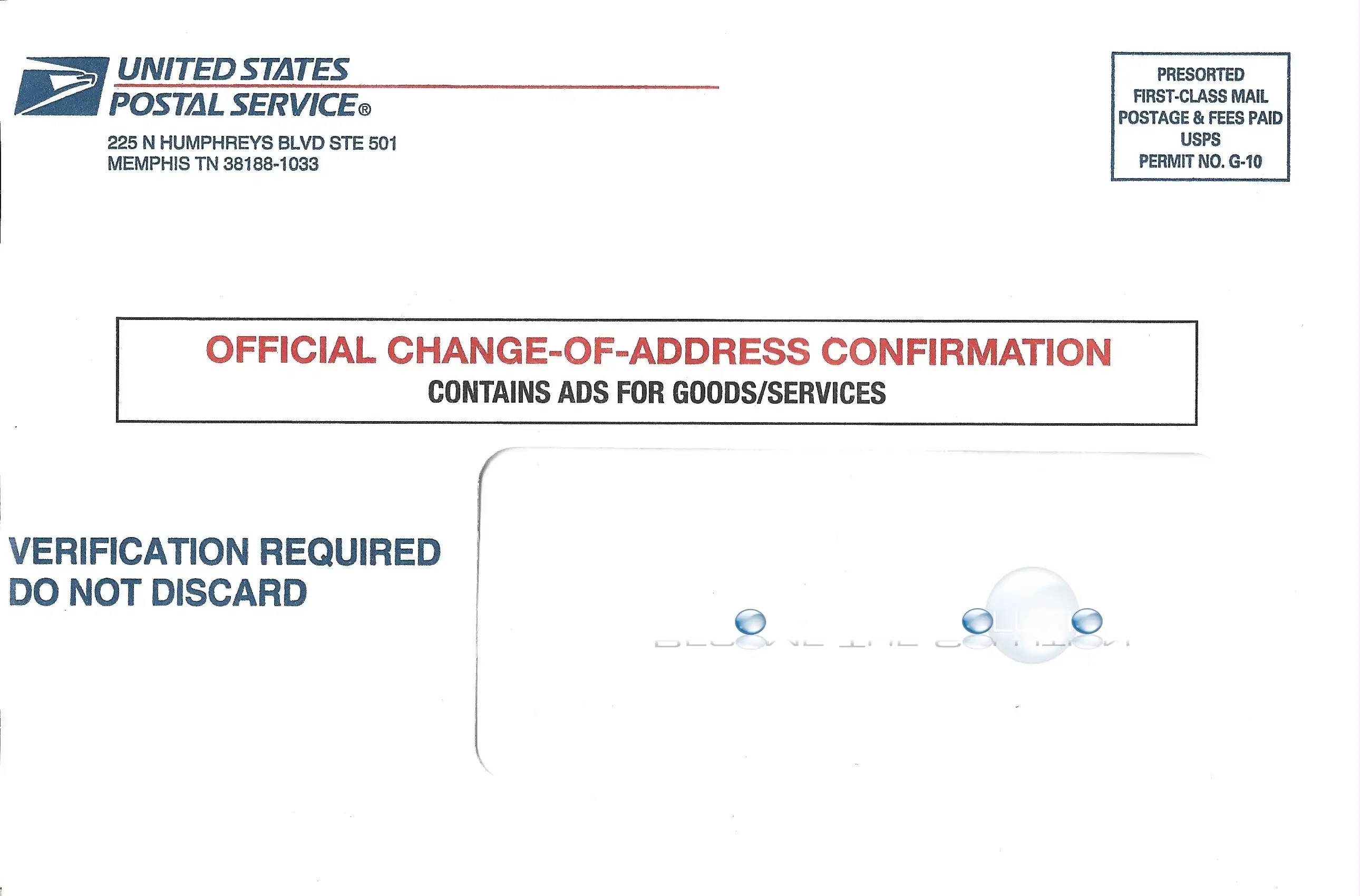 United States Postal Service USPS – Official Change-of-Address Confirmation Letter