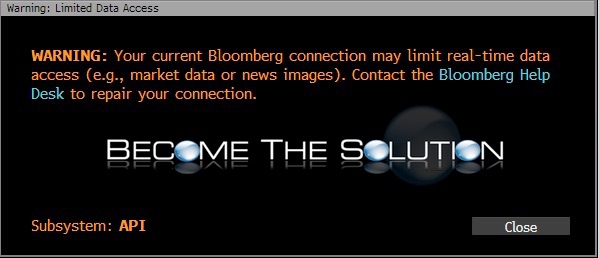 Fix: Warning: Your Current Bloomberg Connection May Limit