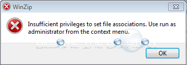 Fix: Winzip Insufficient Privileges to Set File Associations