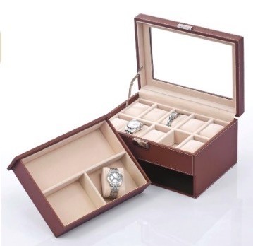 Review of Songmics Brown Leather Watch Box with Jewelry Drawers