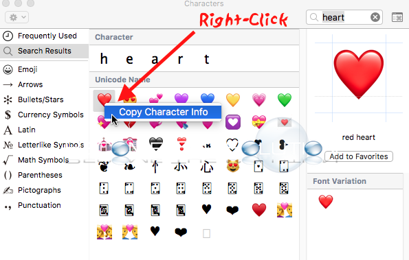 Mac copy emoji character info