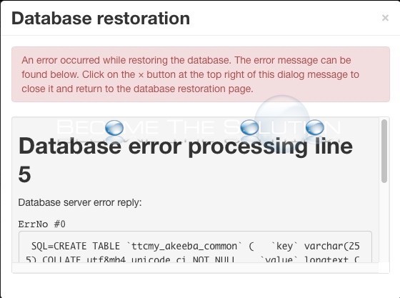 Fix: Akeeba Database Restoration Error: COLLATE=utf8mb4_unicode_ci