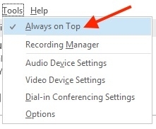 Lync Window Overlay on Top