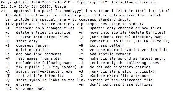 mac zip file command