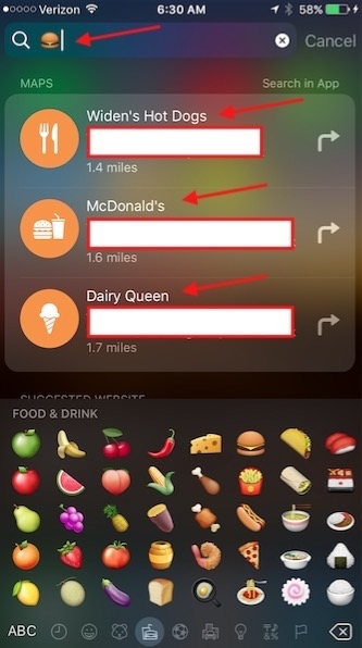 iPhone Emoji Restaurants