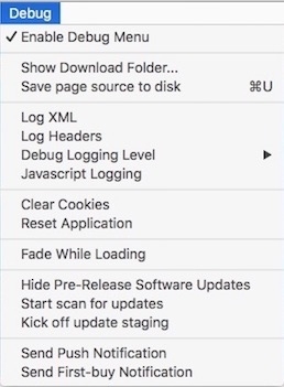 App Store Debug Menu