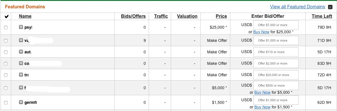 GoDaddy Domain Auctions