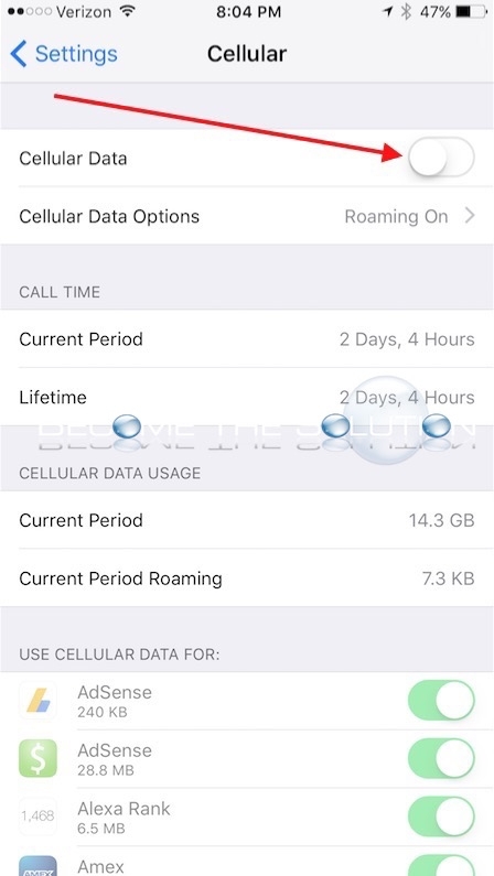iPhone Disable Cellular Data