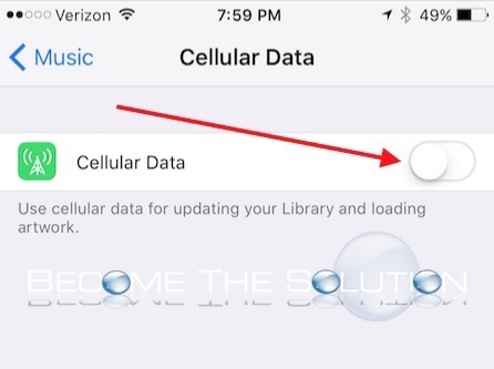 iPhone Disable Music Cellular Data