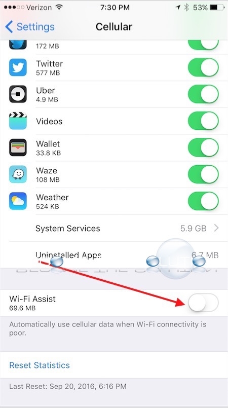 iPhone Disable WiFi Assist
