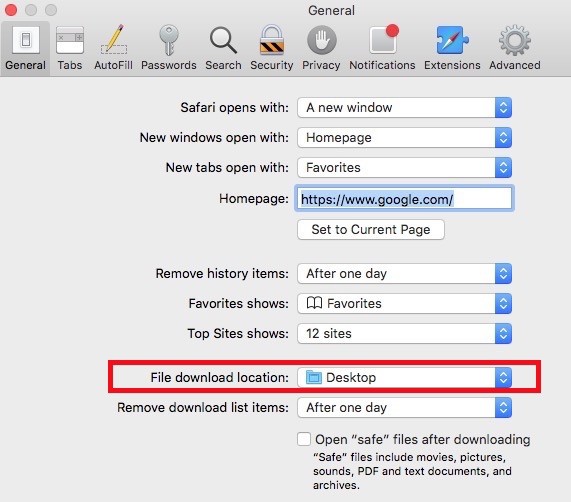 how to change download location in mac