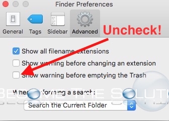 Mac disable trash show warning