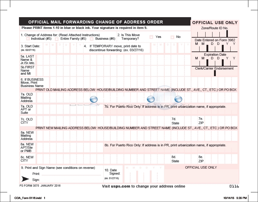 usps mail forwarding form 3575