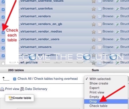 VirtueMart drop sql tables