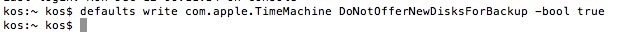 Disable time machine backup message prompt mac