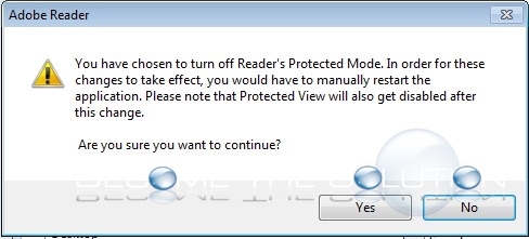 Adobe acrobat reader protected mode
