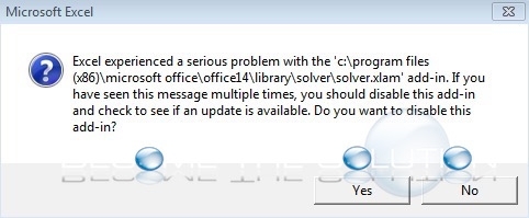 Fix: Excel Experienced a Serious Problem with the Add-In Solver.xlam