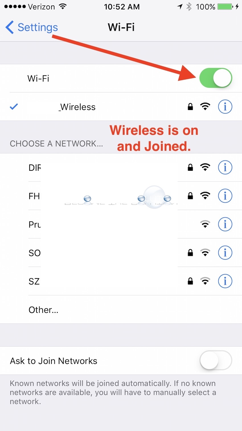 iPhone wifi enable join network