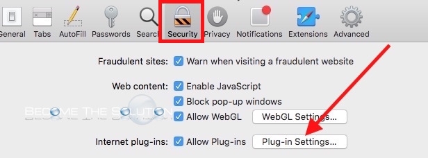 Safari security preferences