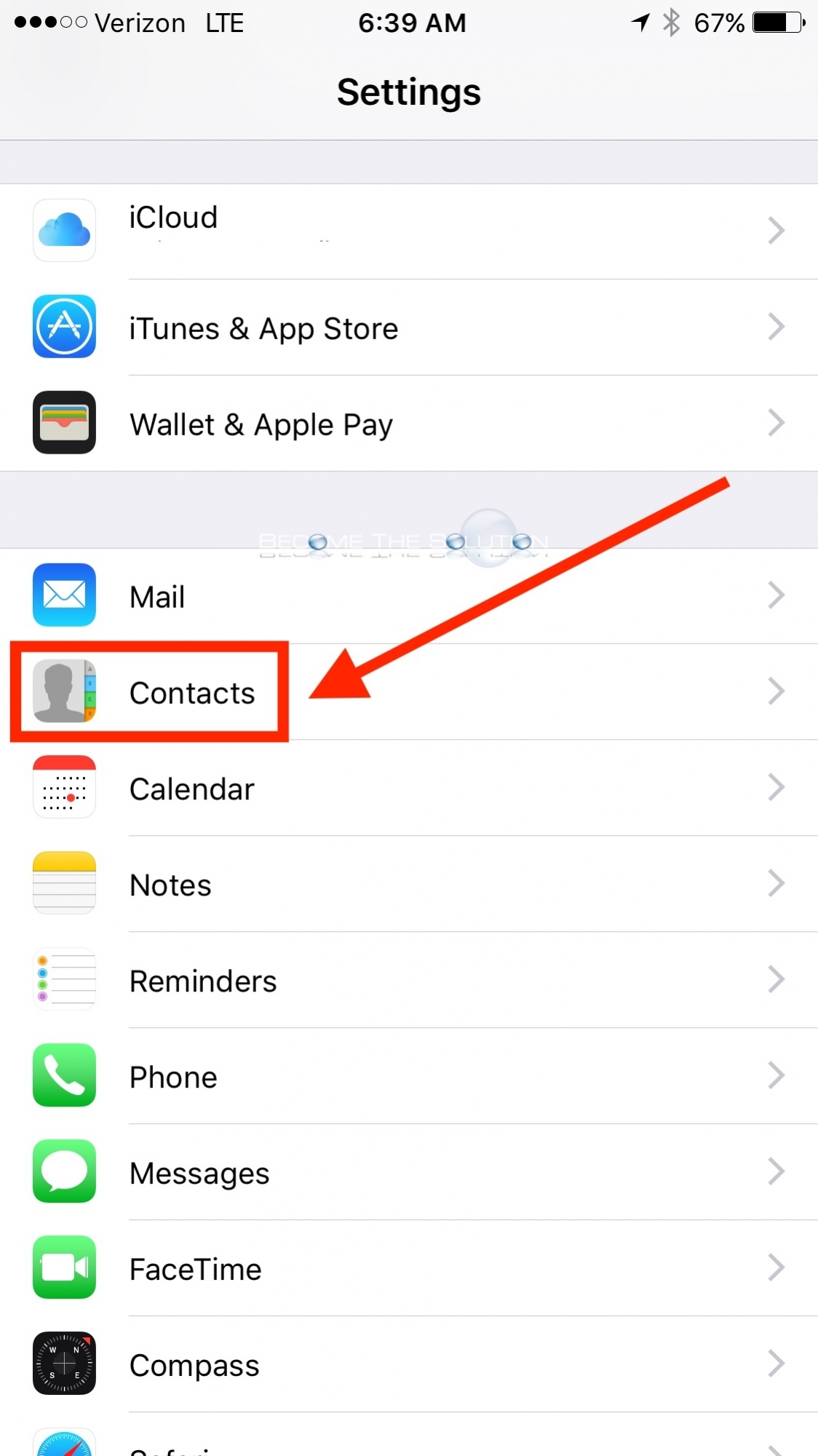 iPhone settings contacts