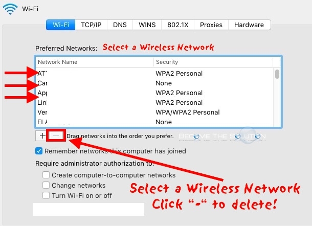 Mac wireless preferred networks