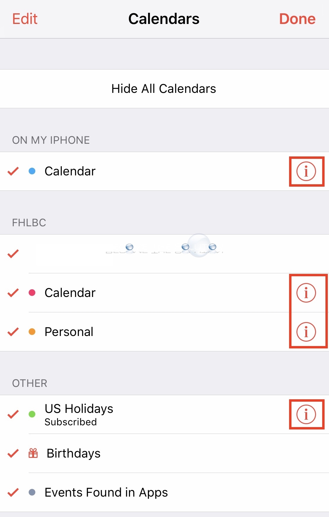 iPhone calendars