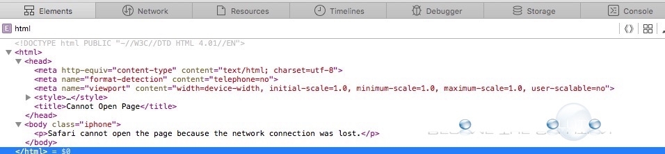 iPhone web inspector network