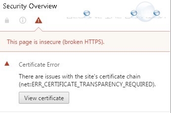 Google Chrome: net:ERR_CERTIFICATE_TRANSPARENCY_REQUIRED