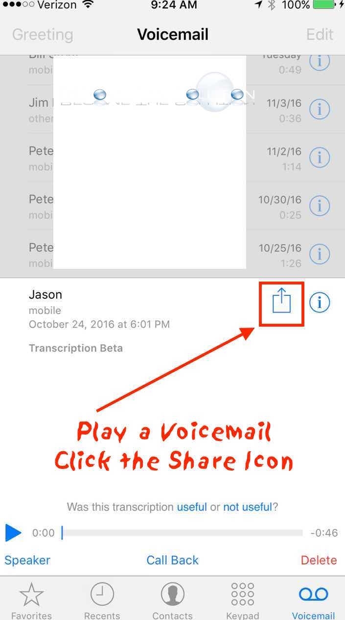 iPhone save all voicemails