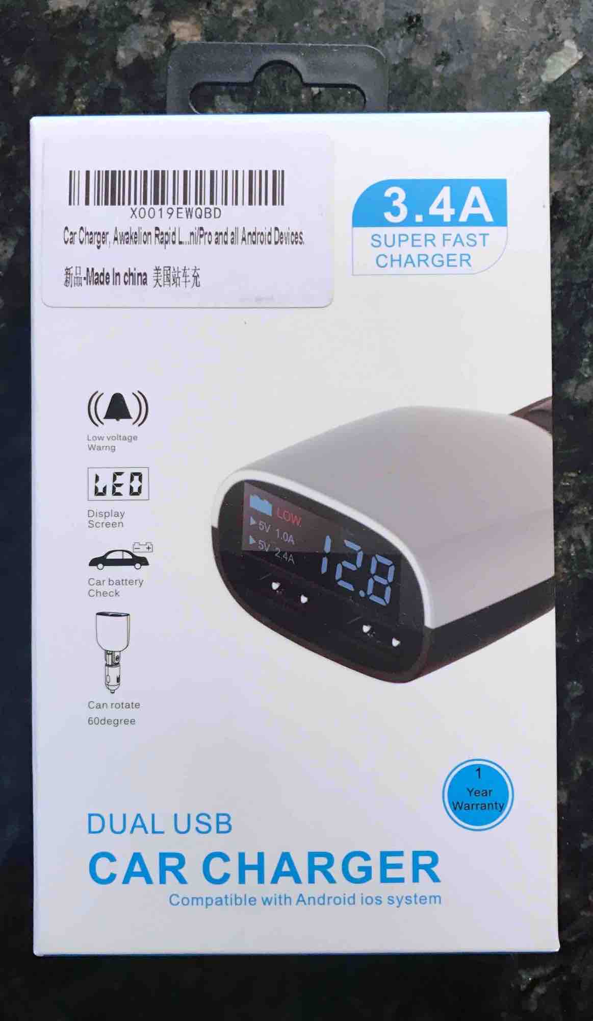 Review: LED Car USB Charger Battery Check by Awakelion