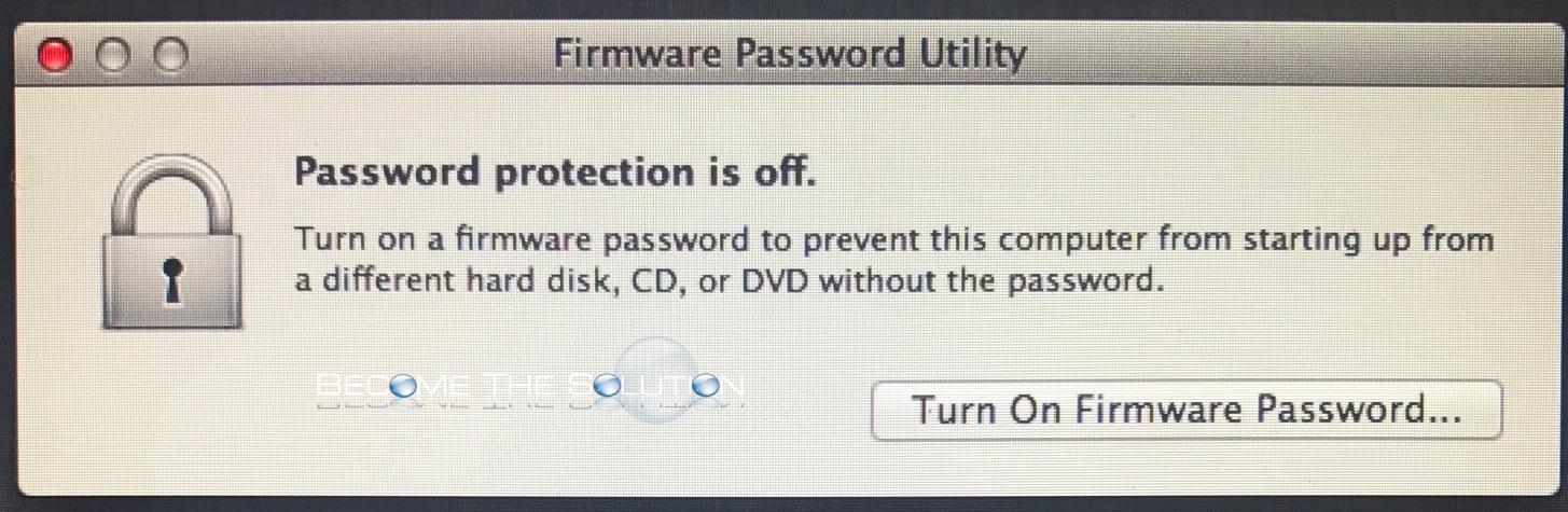 Mac x disable firmware password utilities