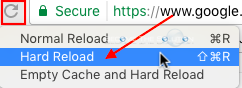 Google Chrome Hard Reload Button