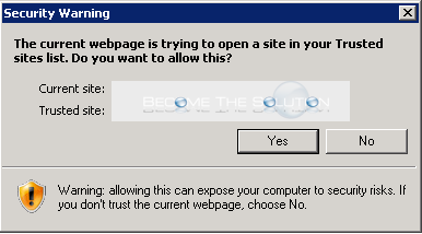 Fix: The Current Webpage is Trying to Open a Site in Your Trusted Sites List