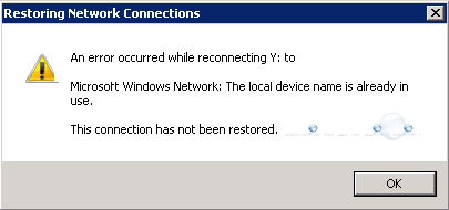 connection restored been windows network drive mapped fix receive message if click