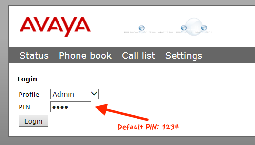 Avaya B179 Default Admin Password