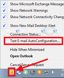 Outlook control click test email autoconfiguration