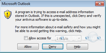 Fix: A Program is Trying to Access E-Mail Address Information Stored in Outlook