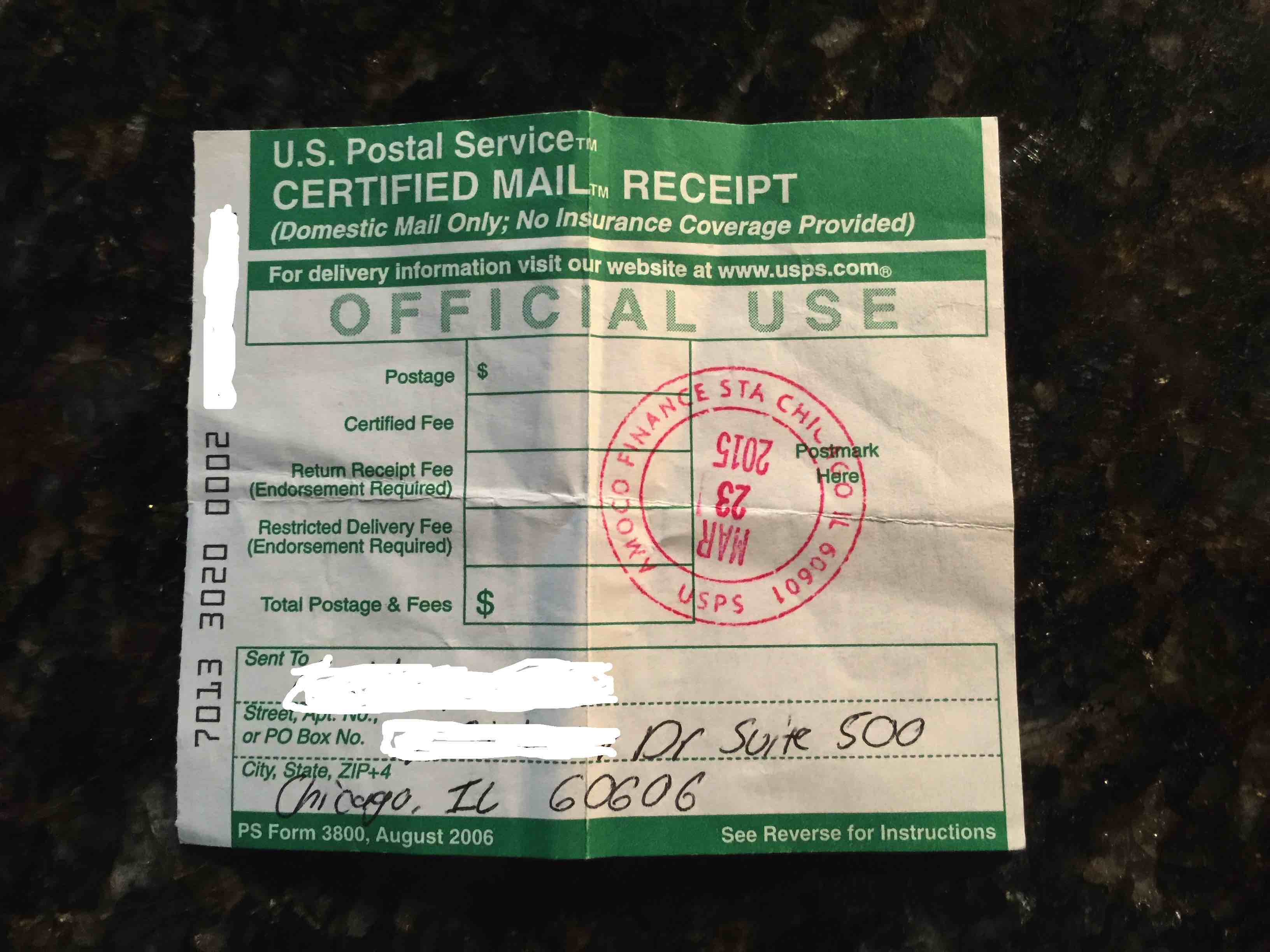 USPS Certified Mail?