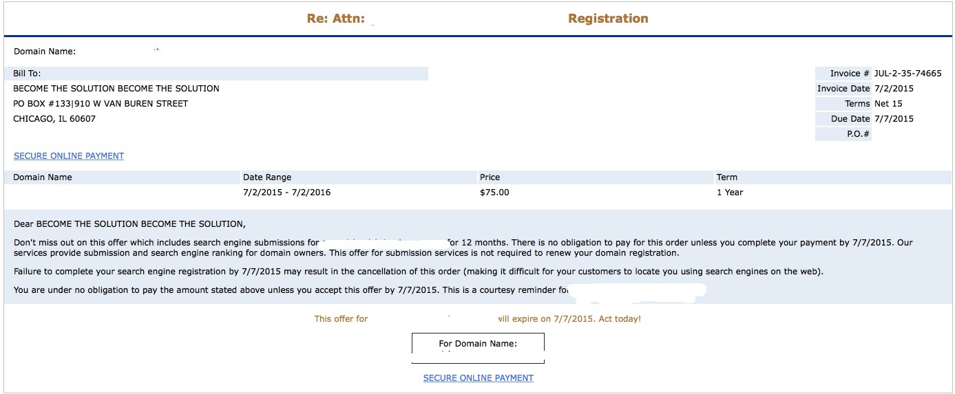 Fake Domain Name Registration