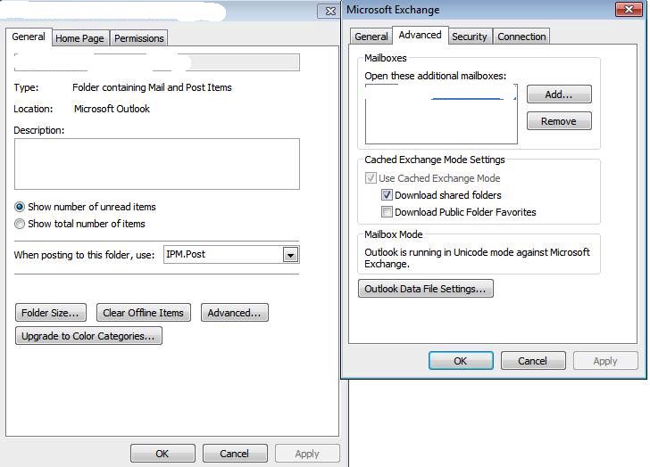 Outlook Exchange Mailbox Properties