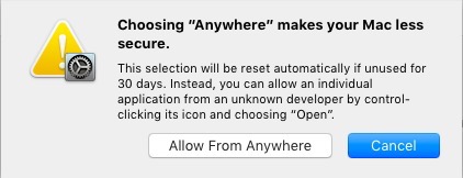 allow mac to download from unidentified developer