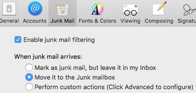 Mac Enable Junk Mail Filtering