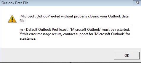 Microsoft Outlook Exited Without Properly