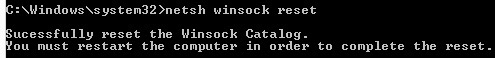 Nets Winsock Reset Command Line
