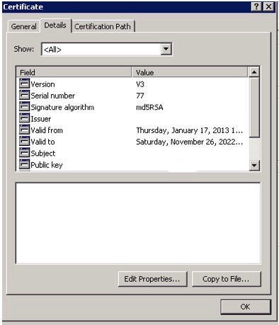 Certificate Details Windows Chicago Solution